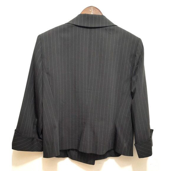 Tahari Womens Double-Breasted Wool Blend Pinstriped Preppy Size 8 Career Blazer - Picture 3 of 4